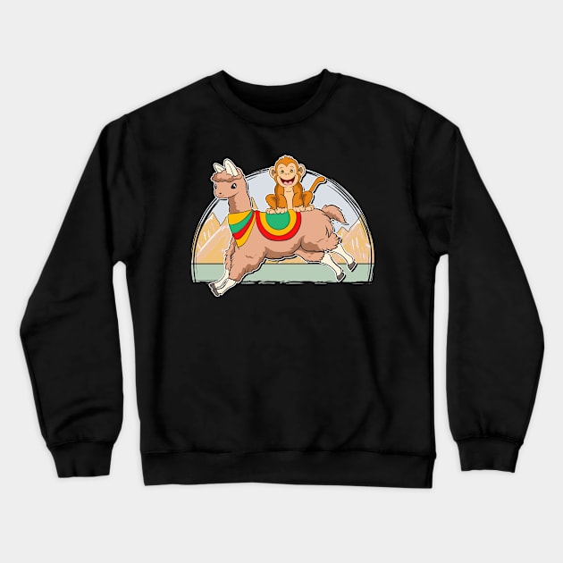 Monkey Riding Llama Animal Friend Monkeying Around Crewneck Sweatshirt by theperfectpresents